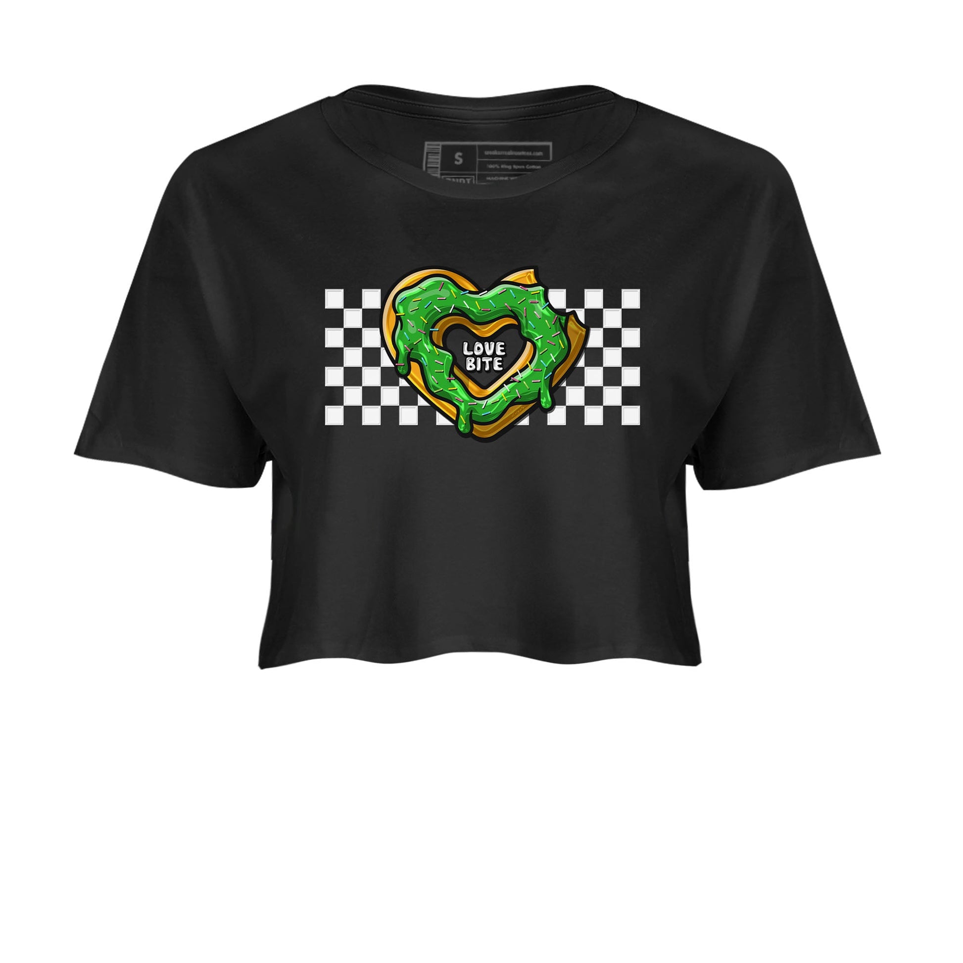 5s Lucky Green shirt to match jordans Love Bite sneaker tees Air Jordan 5 Lucky Green SNRT Sneaker Release Tees Black 2 crop length shirt