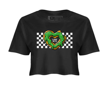 5s Lucky Green shirt to match jordans Love Bite sneaker tees Air Jordan 5 Lucky Green SNRT Sneaker Release Tees Black 2 crop length shirt