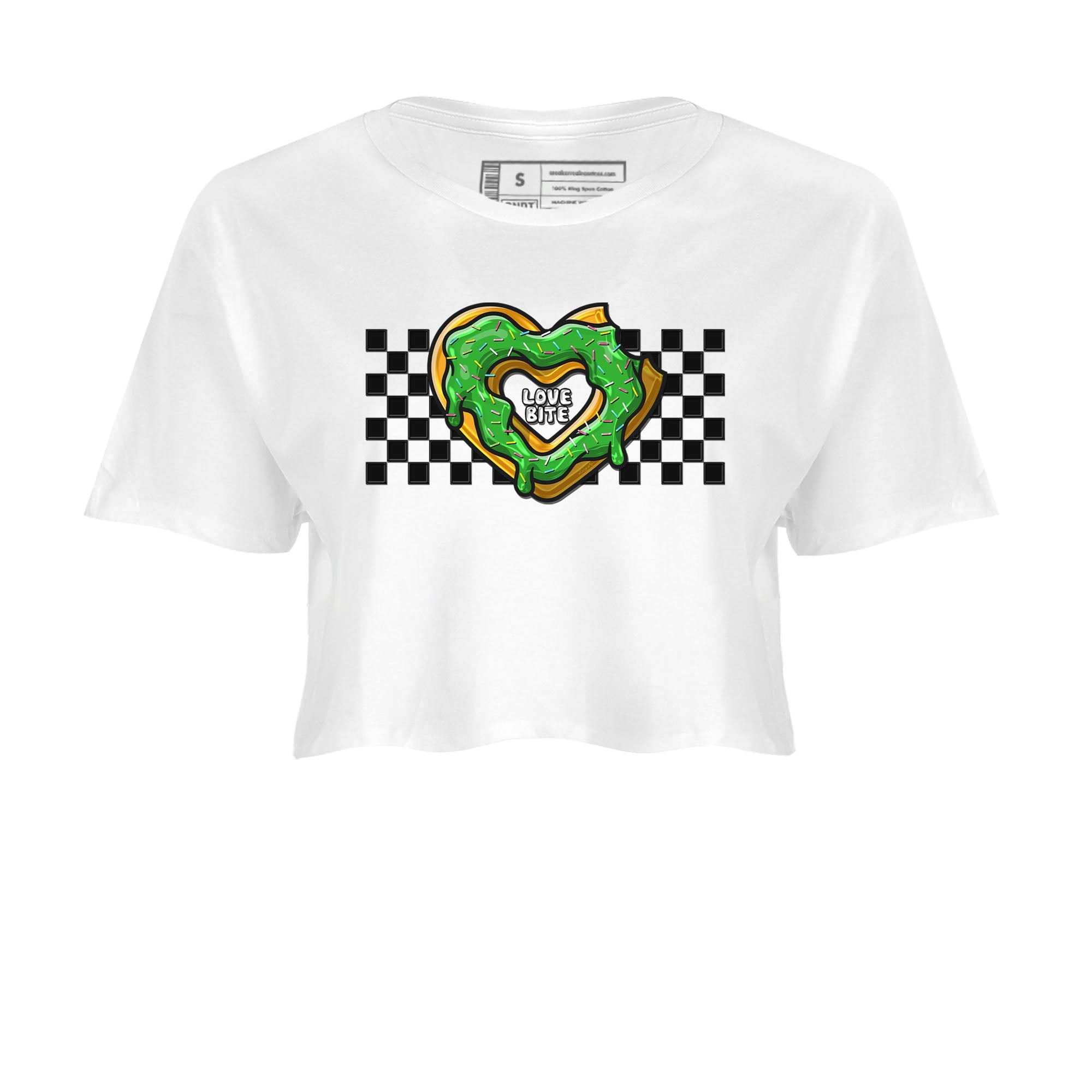 5s Lucky Green shirt to match jordans Love Bite sneaker tees Air Jordan 5 Lucky Green SNRT Sneaker Release Tees White 2 crop length shirt