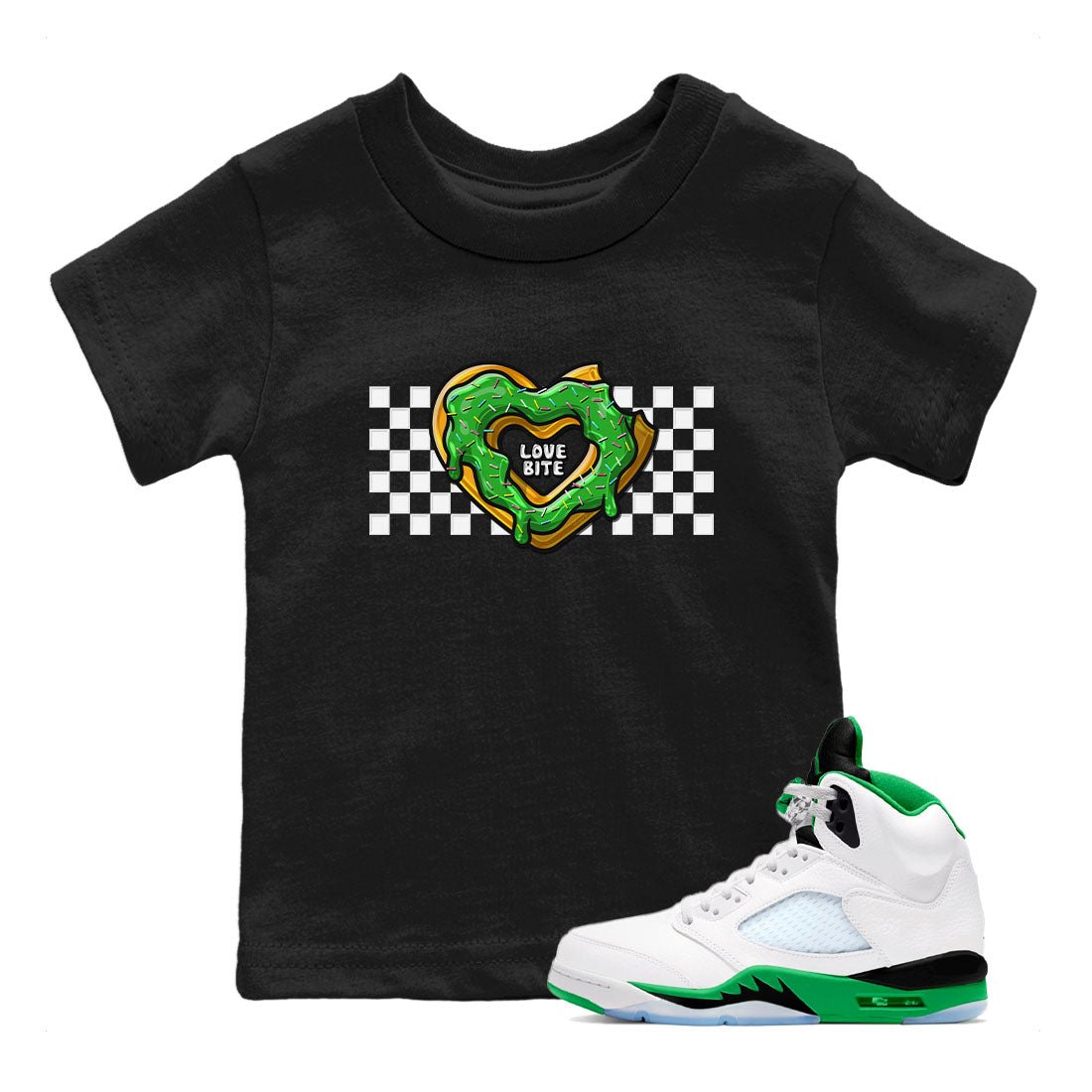 5s Lucky Green shirt to match jordans Love Bite sneaker tees Air Jordan 5 Lucky Green SNRT sneaker release tees baby toddler Black 1 cotton Shirt