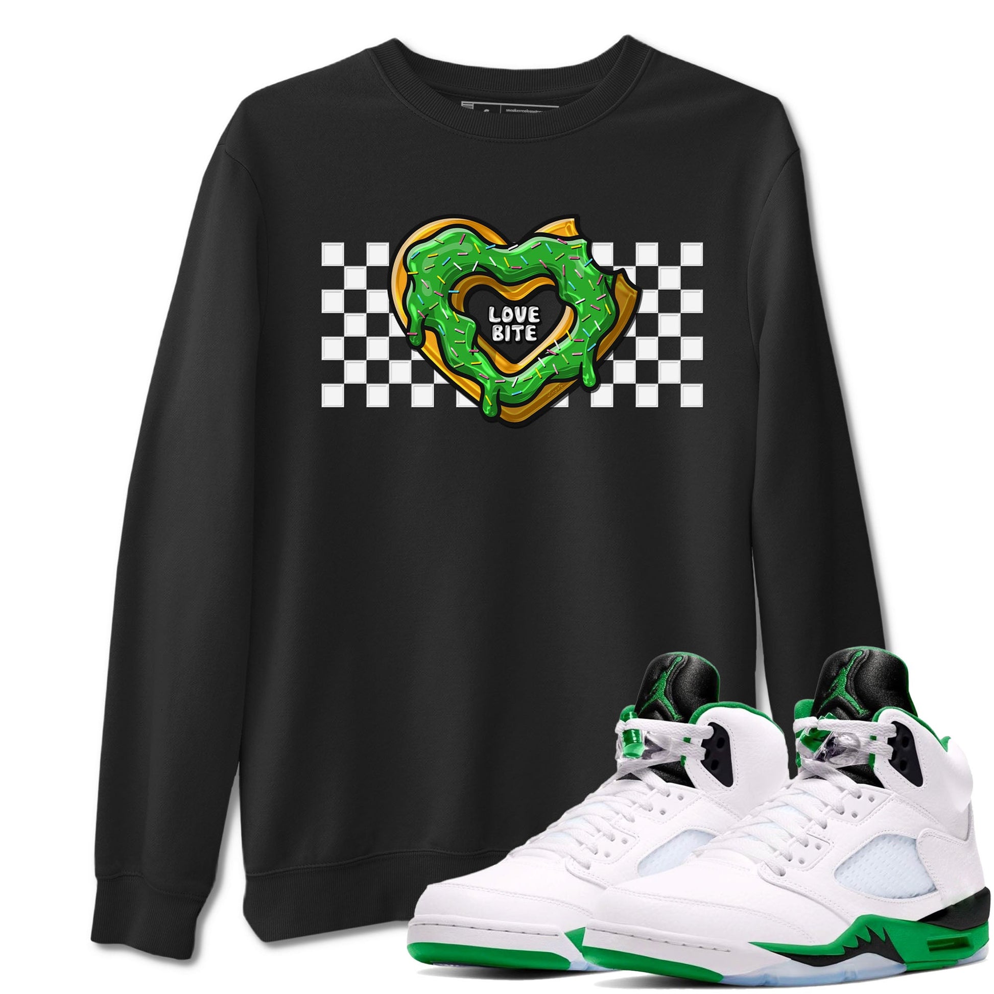 5s Lucky Green shirt to match jordans Love Bite sneaker tees Air Jordan 5 Lucky Green SNRT Sneaker Release Tees unisex cotton Black 1 crew neck shirt