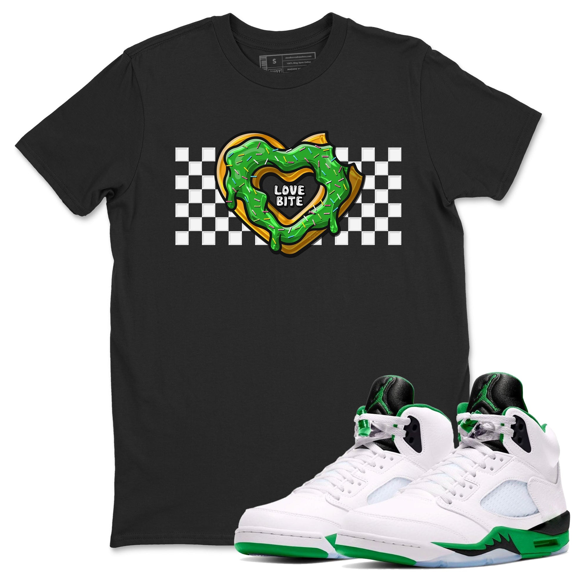 5s Lucky Green shirt to match jordans Love Bite sneaker tees Air Jordan 5 Lucky Green SNRT Sneaker Release Tees unisex cotton Black 1 crew neck shirt