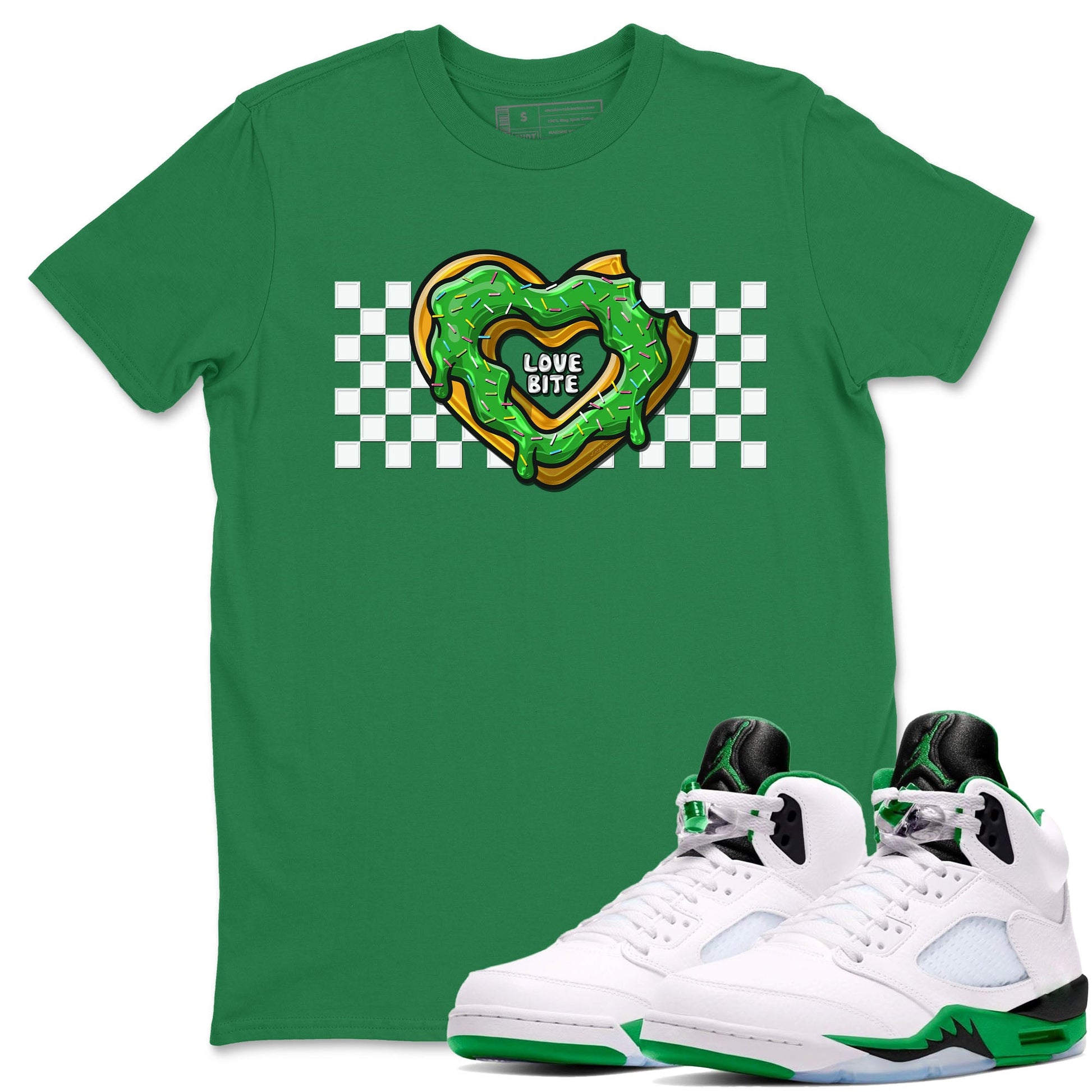 5s Lucky Green shirt to match jordans Love Bite sneaker tees Air Jordan 5 Lucky Green SNRT Sneaker Release Tees unisex cotton Kelly Green 1 crew neck shirt