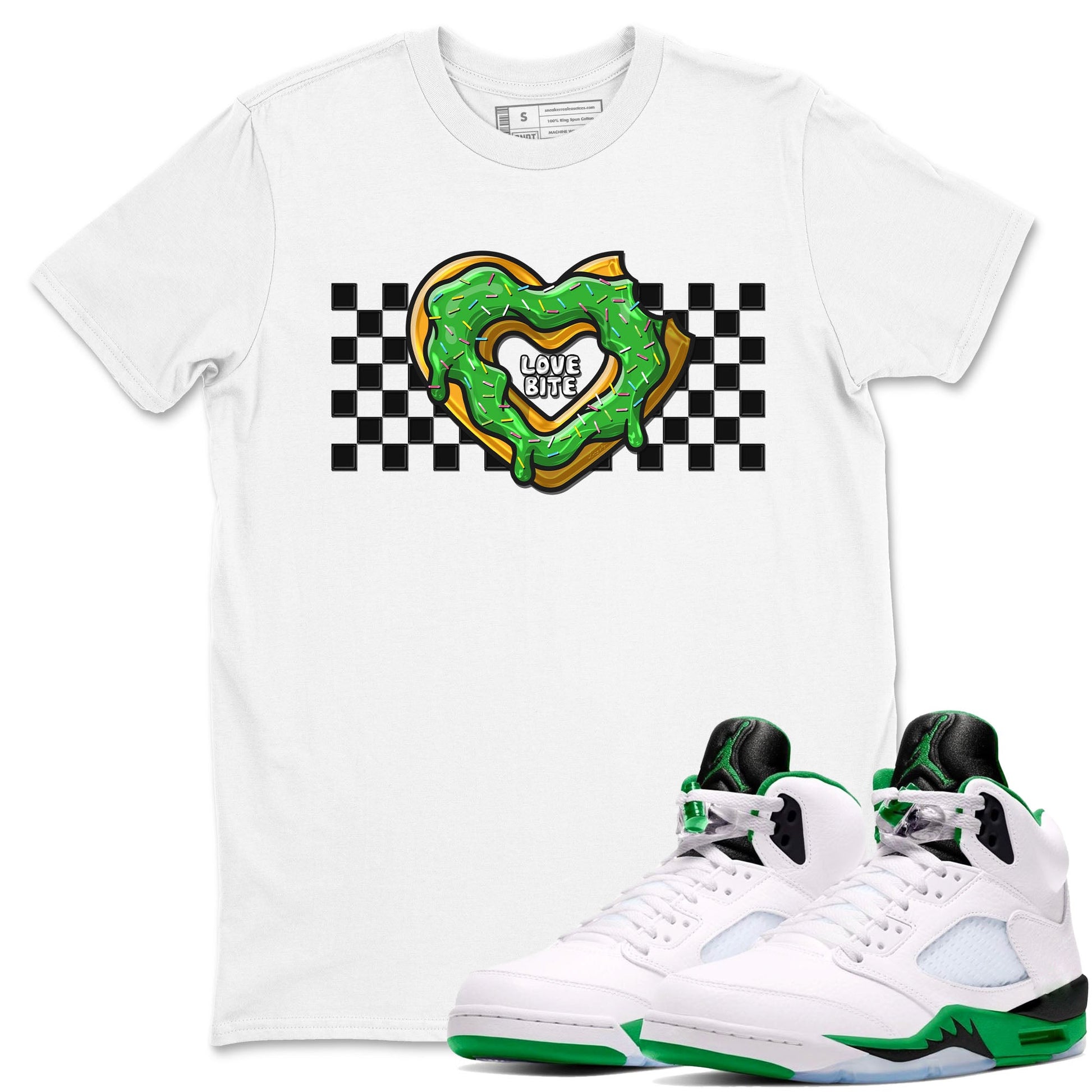 5s Lucky Green shirt to match jordans Love Bite sneaker tees Air Jordan 5 Lucky Green SNRT Sneaker Release Tees unisex cotton White 1 crew neck shirt