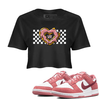 Dunk Valentine's Day shirt to match jordans Love Bite sneaker tees Dunks Valentine's Day SNRT sneaker Release Tees Black 1 crop length shirt