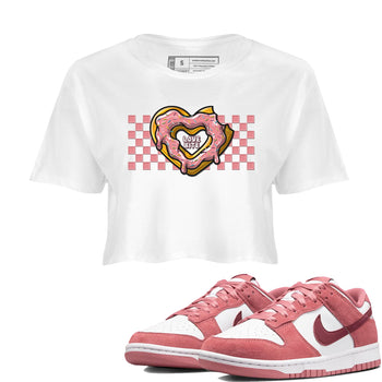 Dunk Valentine's Day shirt to match jordans Love Bite sneaker tees Dunks Valentine's Day SNRT sneaker Release Tees White 1 crop length shirt