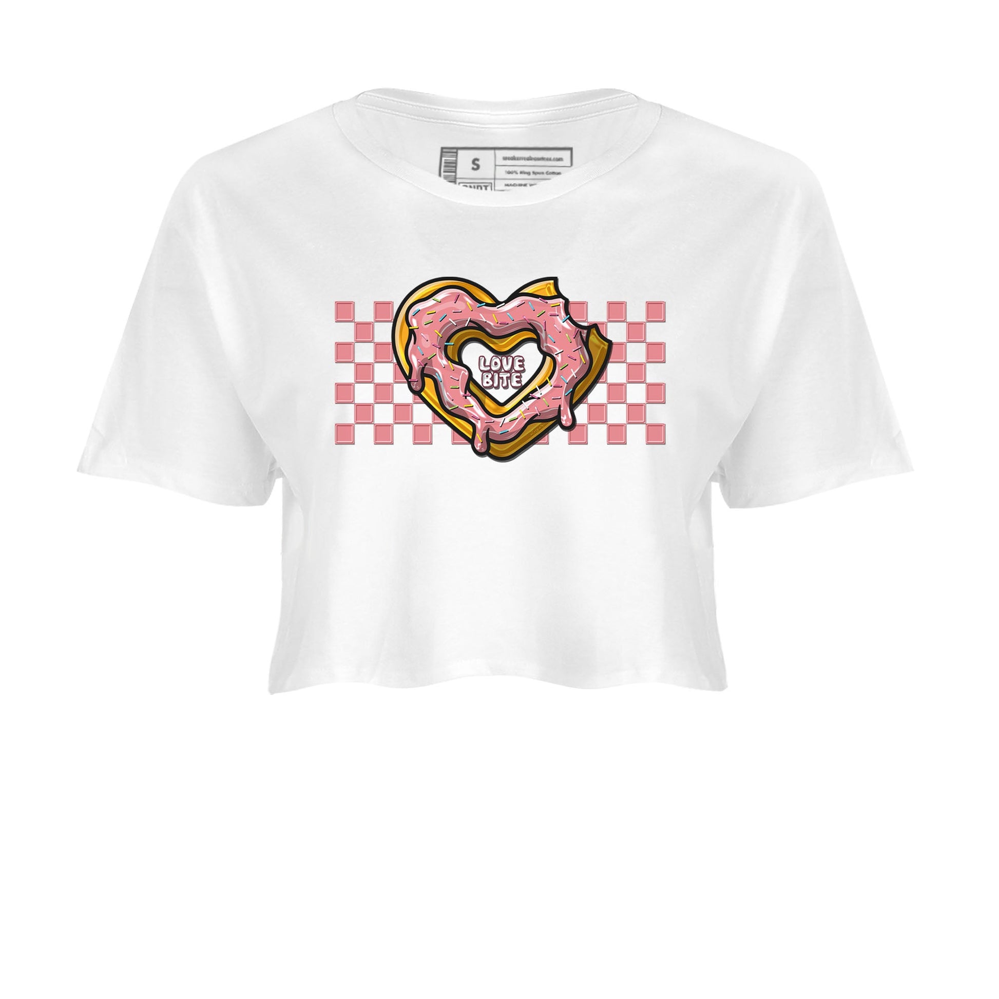 Dunk Valentine's Day shirt to match jordans Love Bite sneaker tees Dunks Valentine's Day SNRT sneaker Release Tees White 2 crop length shirt