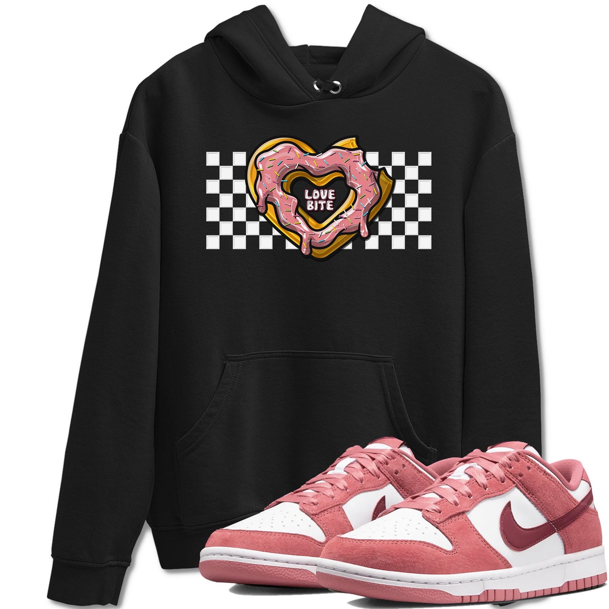 Dunk Valentine's Day shirt to match jordans Love Bite sneaker tees Dunks Valentine's Day SNRT sneaker Release Tees unisex cotton Black 1 crew neck shirt