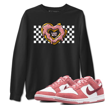 Dunk Valentine's Day shirt to match jordans Love Bite sneaker tees Dunks Valentine's Day SNRT sneaker Release Tees unisex cotton Black 1 crew neck shirt