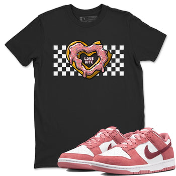 Dunk Valentine's Day shirt to match jordans Love Bite sneaker tees Dunks Valentine's Day SNRT sneaker Release Tees unisex cotton Black 1 crew neck shirt