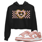 Nike Dunks Low Rose Whisper shirt to match jordans Love Bite sneaker tees Nike Dunk Rose Whisper SNRT Sneaker Release Tees Black 1 Crop T-Shirt