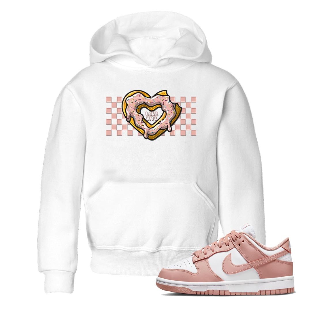 Nike Dunks Low Rose Whisper shirt to match jordans Love Bite sneaker tees Nike Dunk Rose Whisper SNRT Sneaker Release Tees Baby Toddler White 1 T-Shirt