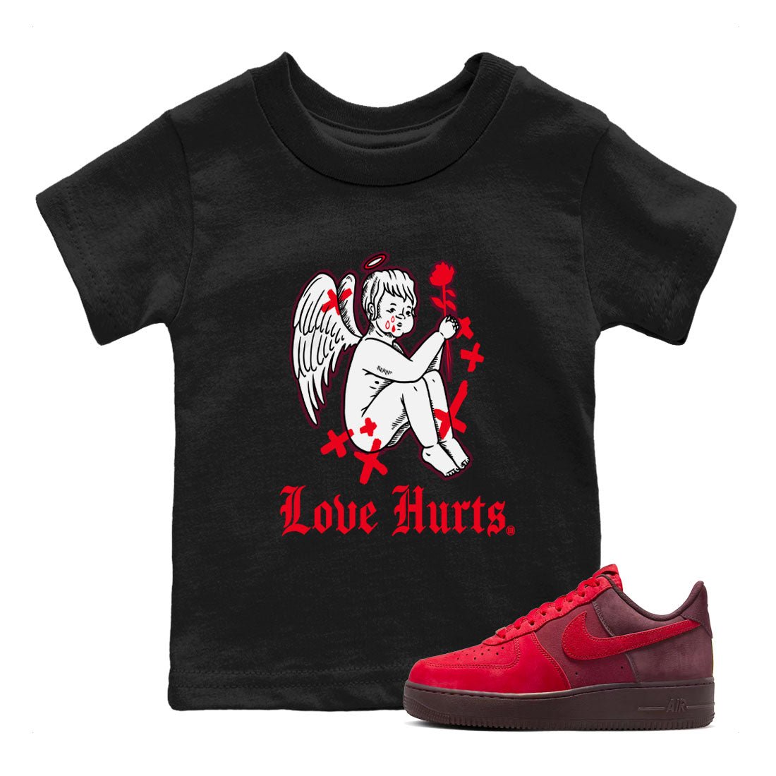 AF1 Layers Of Love Shirt To Match Jordans Love Hurts Streetwear Fashion Air Force 1 Layers Of Love Valentine's Day Design Tee SNRT sneaker release tees baby toddler Black 1 cotton Shirt