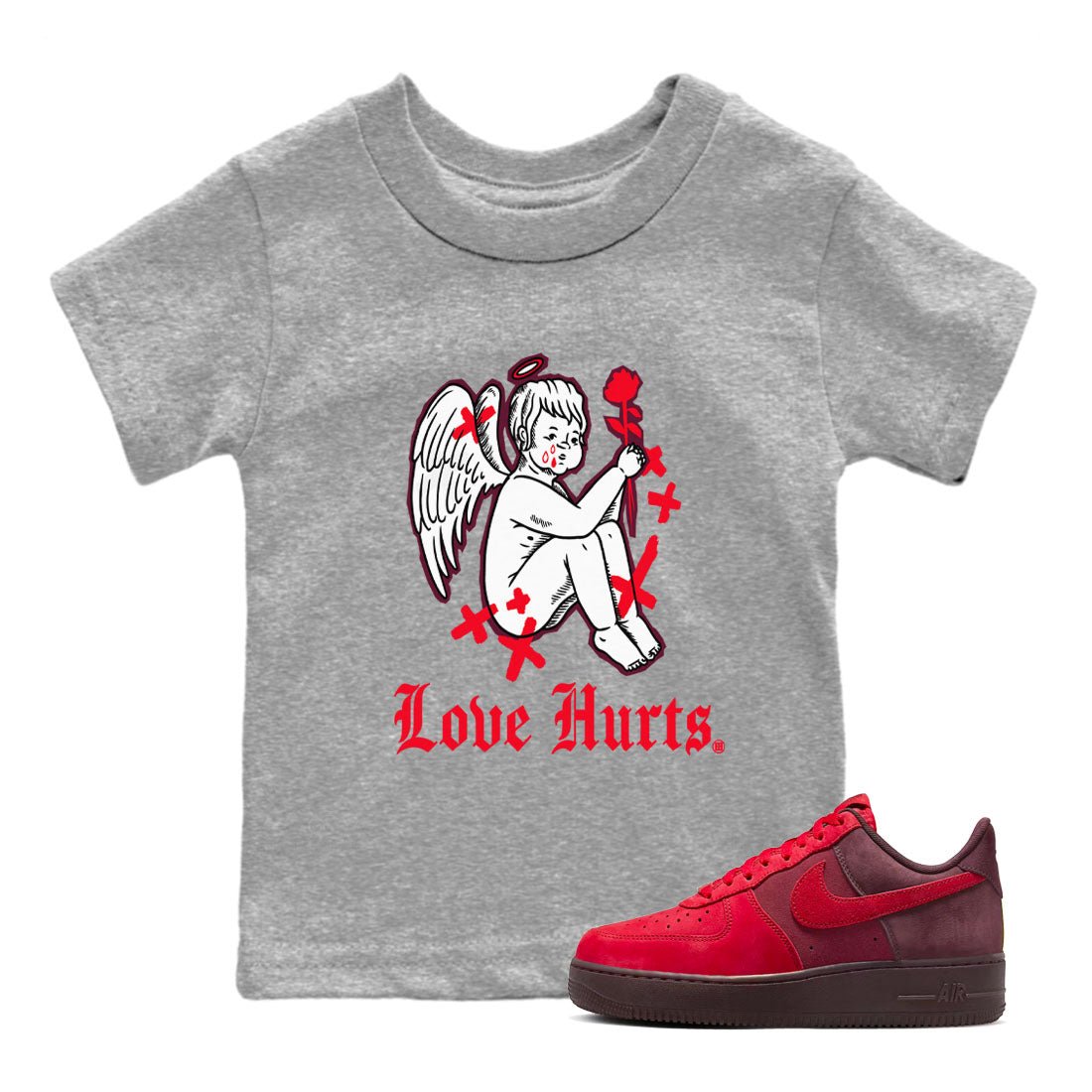 AF1 Layers Of Love Shirt To Match Jordans Love Hurts Streetwear Fashion Air Force 1 Layers Of Love Valentine's Day Design Tee SNRT sneaker release tees baby toddler Heather Grey 1 cotton Shirt