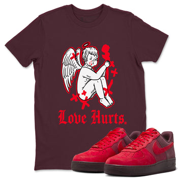 AF1 Layers Of Love Shirt To Match Jordans Love Hurts Streetwear Fashion Air Force 1 Layers Of Love Valentine's Day Design Tee SNRT Sneaker Release Tees unisex cotton Maroon 1 crew neck shirt