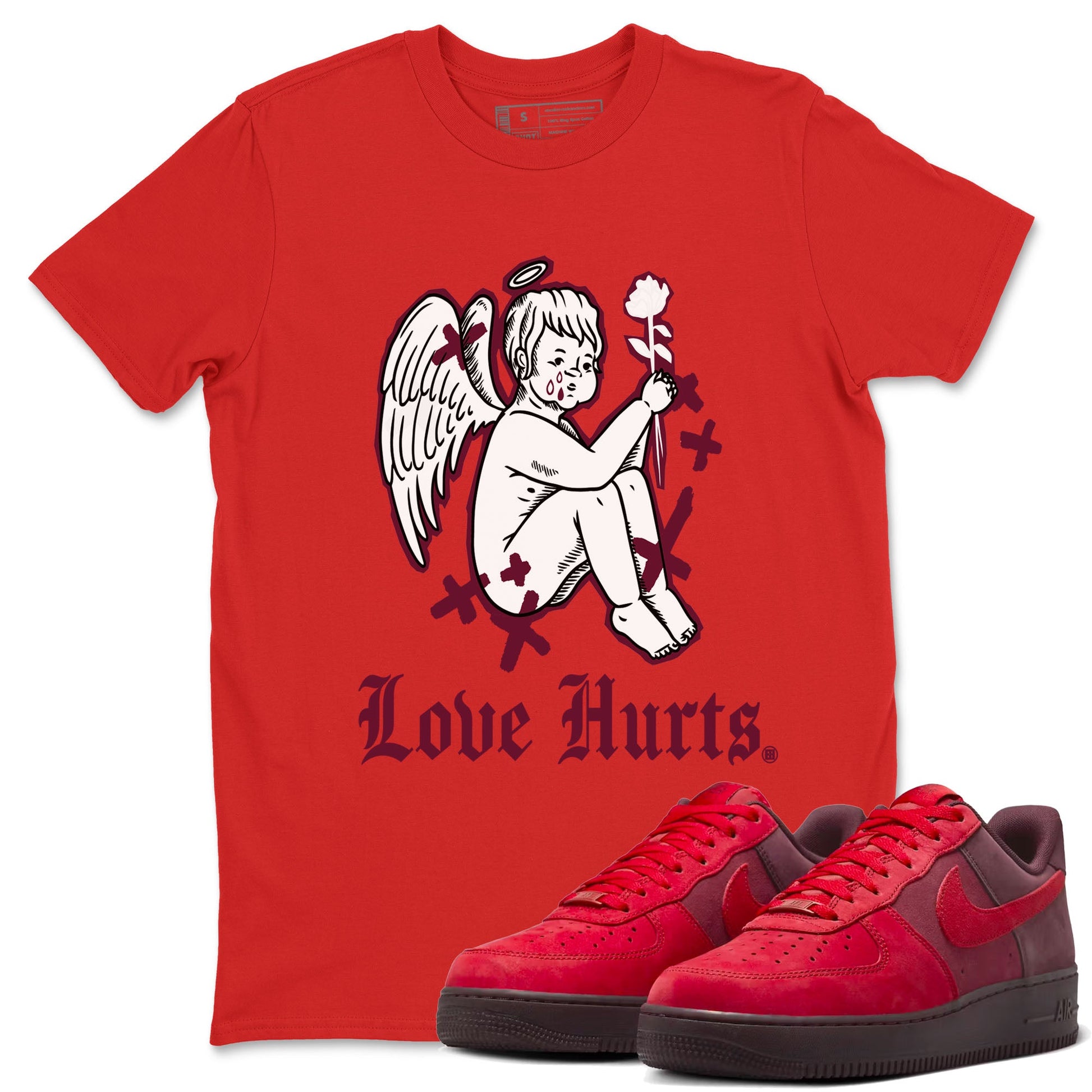 AF1 Layers Of Love Shirt To Match Jordans Love Hurts Streetwear Fashion Air Force 1 Layers Of Love Valentine's Day Design Tee SNRT Sneaker Release Tees unisex cotton Red 1 crew neck shirt