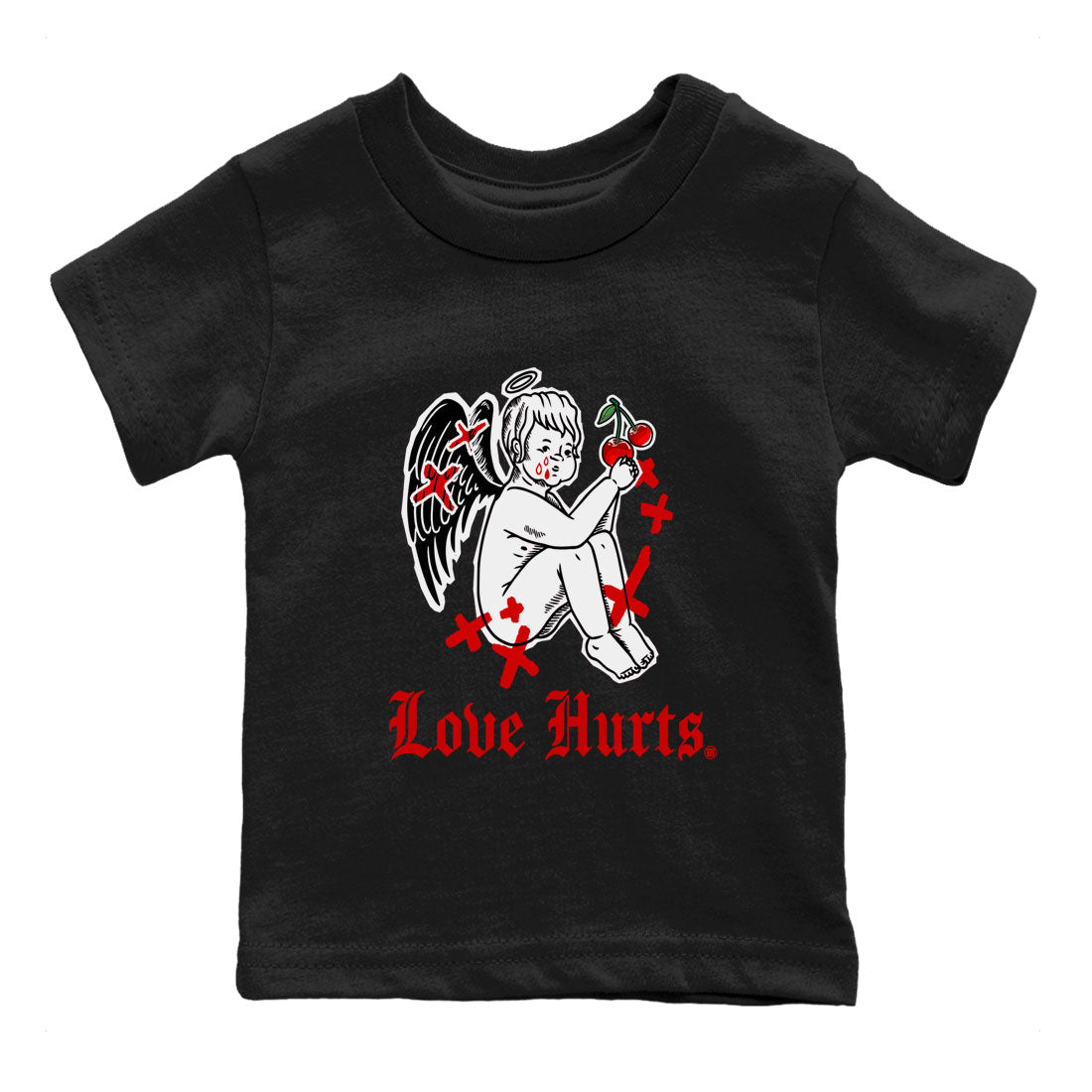 Jordan 12 Cherry shirt to match jordans Love Hurts sneaker release tees Air Jordan 12 Cherry SNRT Sneaker Tees Baby Toddler Black 2 T-Shirt