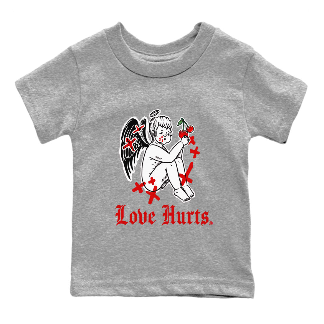 Jordan 12 Cherry shirt to match jordans Love Hurts sneaker release tees Air Jordan 12 Cherry SNRT Sneaker Tees Baby Toddler Heather Grey 2 T-Shirt