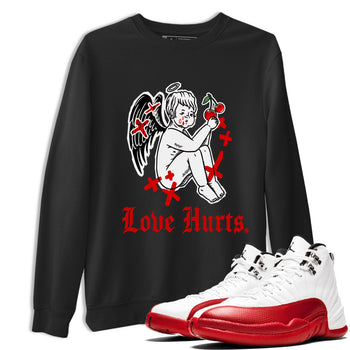 Jordan 12 Cherry shirt to match jordans Love Hurts sneaker release tees Air Jordan 12 Cherry SNRT Sneaker Tees Unisex Streetwear Clothing Black 1 T-Shirt