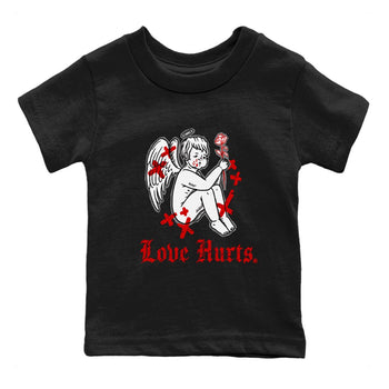 Air Jordan 4 Red Cement Sneaker Match Tees Love Hurts Sneaker Tees Jordan 4 Red Retro Cement Sneaker Release Tees Kids Shirts Black 2