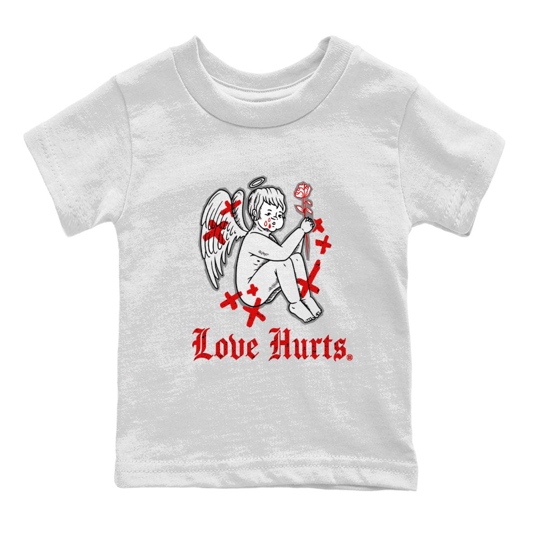 Air Jordan 4 Red Cement Sneaker Match Tees Love Hurts Sneaker Tees Jordan 4 Red Retro Cement Sneaker Release Tees Kids Shirts White 2