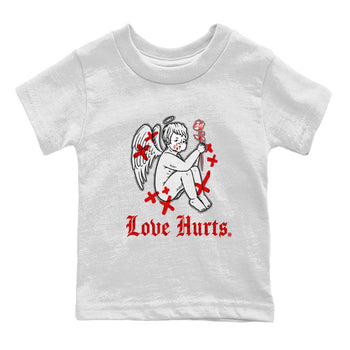 Air Jordan 4 Red Cement Sneaker Match Tees Love Hurts Sneaker Tees Jordan 4 Red Retro Cement Sneaker Release Tees Kids Shirts White 2