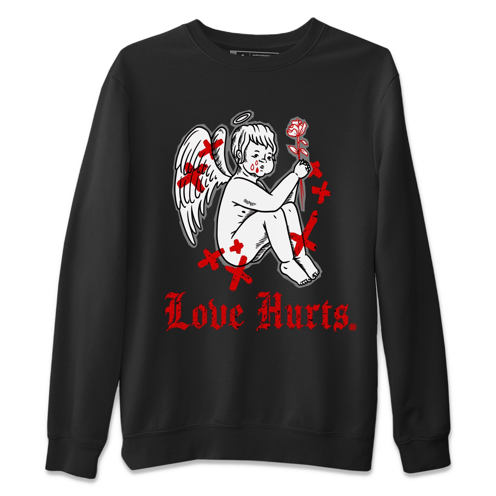 Air Jordan 4 Red Cement Sneaker Match Tees Love Hurts Sneaker Tees Jordan 4 Red Retro Cement Sneaker Release Tees Unisex Shirts Black 2