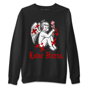 Air Jordan 4 Red Cement Sneaker Match Tees Love Hurts Sneaker Tees Jordan 4 Red Retro Cement Sneaker Release Tees Unisex Shirts Black 2
