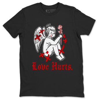 Air Jordan 4 Red Cement Sneaker Match Tees Love Hurts Sneaker Tees Jordan 4 Red Retro Cement Sneaker Release Tees Unisex Shirts Black 2