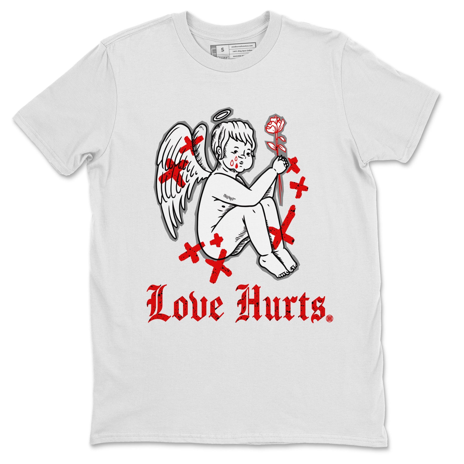 Air Jordan 4 Red Cement Sneaker Match Tees Love Hurts Sneaker Tees Jordan 4 Red Retro Cement Sneaker Release Tees Unisex Shirts White 2