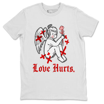 Air Jordan 4 Red Cement Sneaker Match Tees Love Hurts Sneaker Tees Jordan 4 Red Retro Cement Sneaker Release Tees Unisex Shirts White 2
