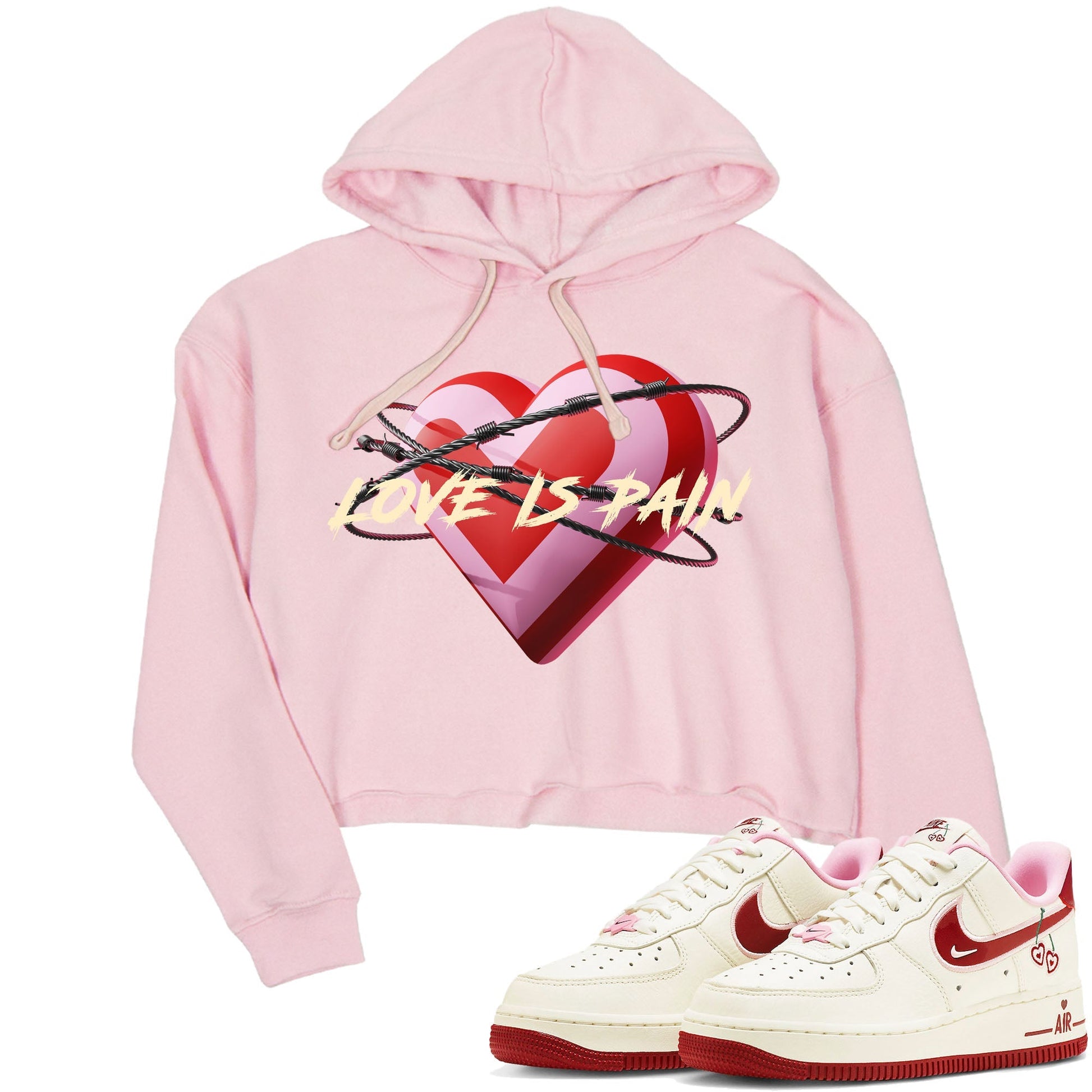 Air Force 1 Valentines Day Sneaker Match Tees Love Is Pain Sneaker Tees Air Force 1 Valentines Day Sneaker Release Tees Women's Shirts