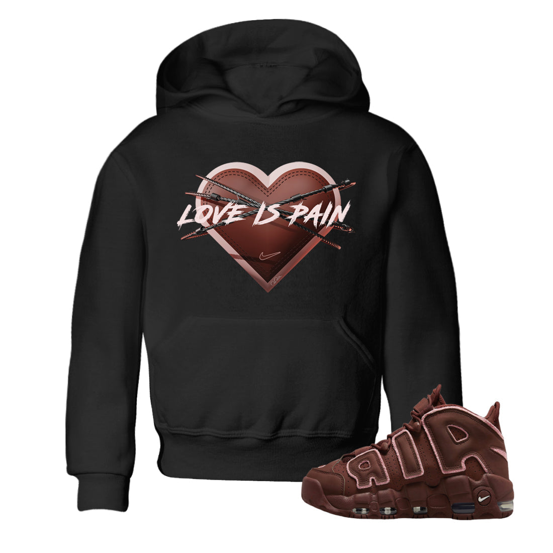 Air More Uptempo Valentines Day Sneaker Match Tees Love is Pain Sneaker Tees Air More Uptempo Valentines Day Sneaker Release Tees Kids Shirts