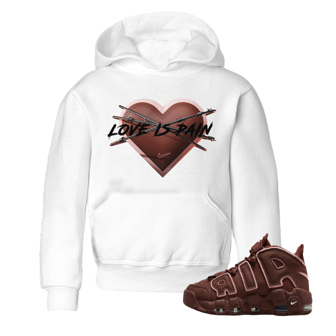 Air More Uptempo Valentines Day Sneaker Match Tees Love is Pain Sneaker Tees Air More Uptempo Valentines Day Sneaker Release Tees Kids Shirts