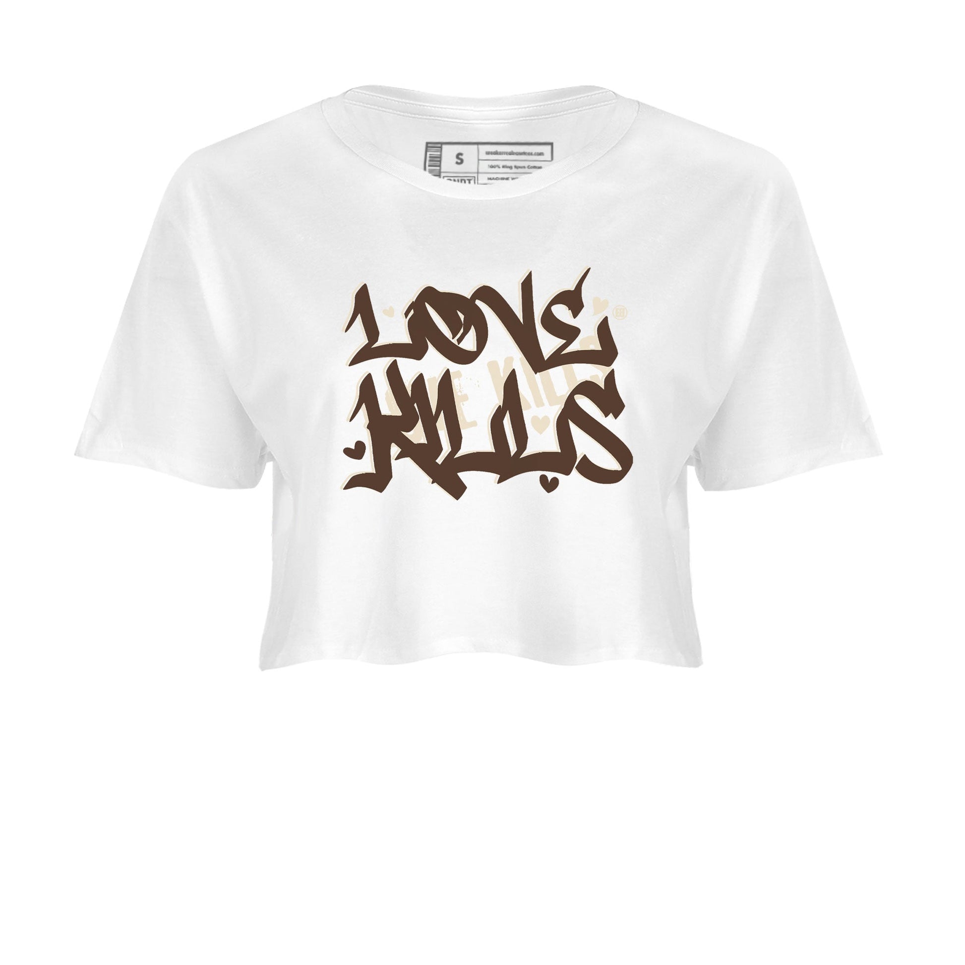 Dunk Low WMNS Cacao Wow sneaker shirt to match jordans Love Kills sneaker tees Dunk Cacao Wow SNRT Sneaker Release Tees White 2 Crop T-Shirt