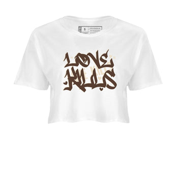 Dunk Low WMNS Cacao Wow sneaker shirt to match jordans Love Kills sneaker tees Dunk Cacao Wow SNRT Sneaker Release Tees White 2 Crop T-Shirt