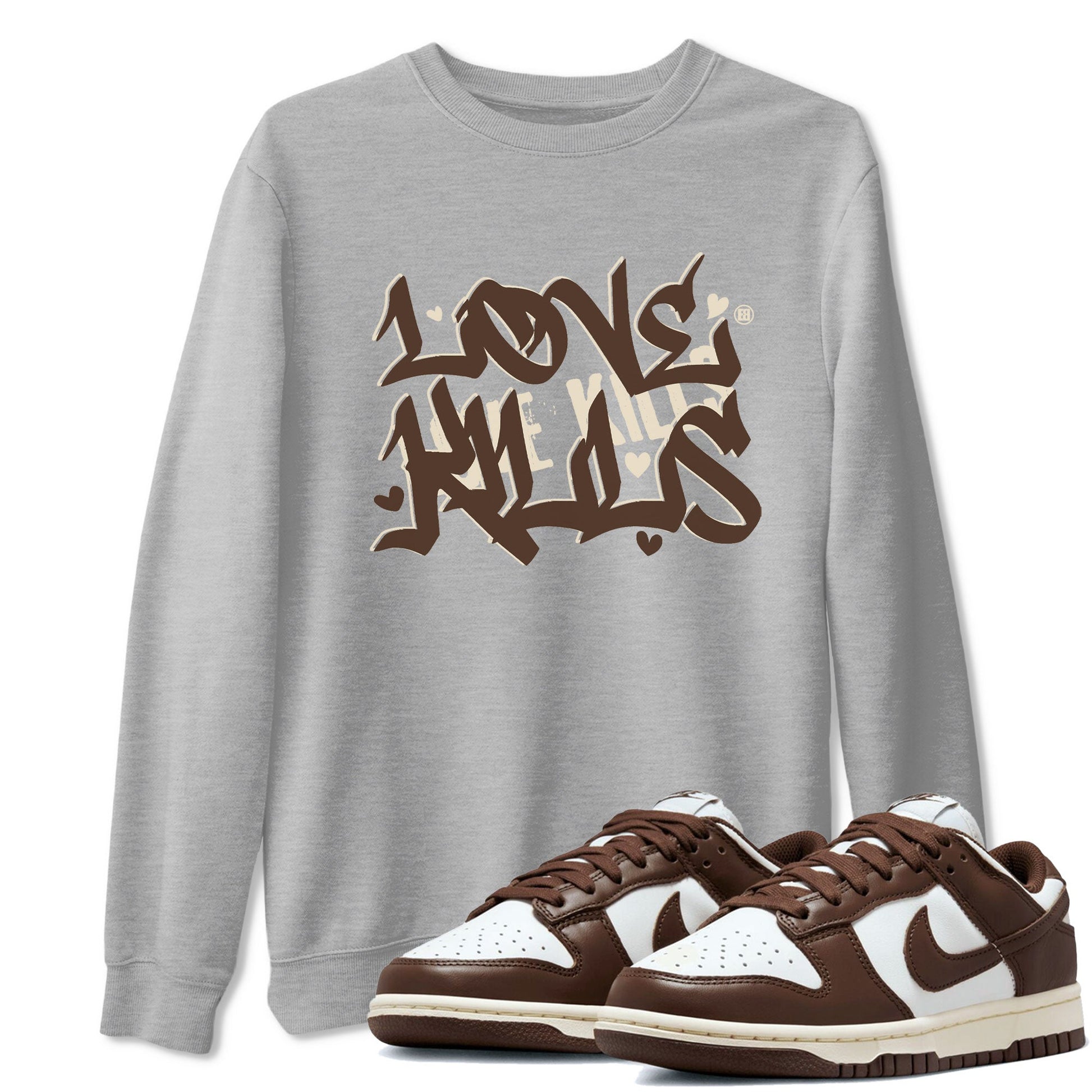 Dunk Low WMNS Cacao Wow sneaker shirt to match jordans Love Kills sneaker tees Dunk Cacao Wow SNRT Sneaker Tees Crew Neck Unisex Cotton Sneaker T-Shirt Heather Grey 1 T-Shirt