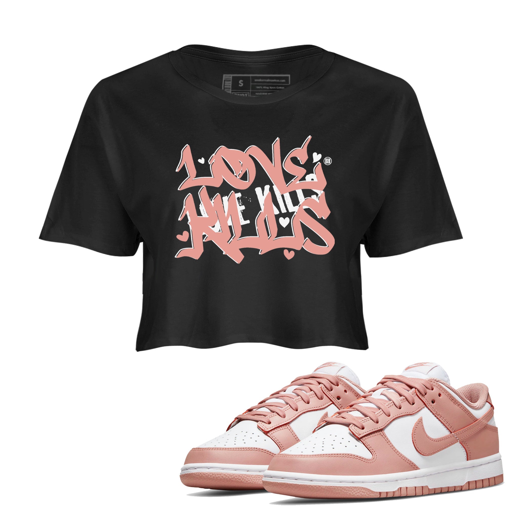 Dunks Low Rose Whisper shirt to match jordans Love Kills sneaker tees Dunk Rose Whisper SNRT Sneaker Release Tees Black 1 Crop T-Shirt