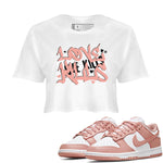 Dunks Low Rose Whisper shirt to match jordans Love Kills sneaker tees Dunk Rose Whisper SNRT Sneaker Release Tees White 1 Crop T-Shirt