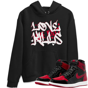 Jordan 1 Bred Patent Sneaker Match Tees Love Kills Sneaker Tees Jordan 1 Bred Patent Sneaker Release Tees Unisex Shirts