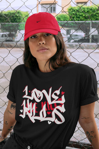 Jordan 1 Bred Patent Sneaker Match Tees Love Kills Sneaker Tees Jordan 1 Bred Patent Sneaker Release Tees Unisex Shirts