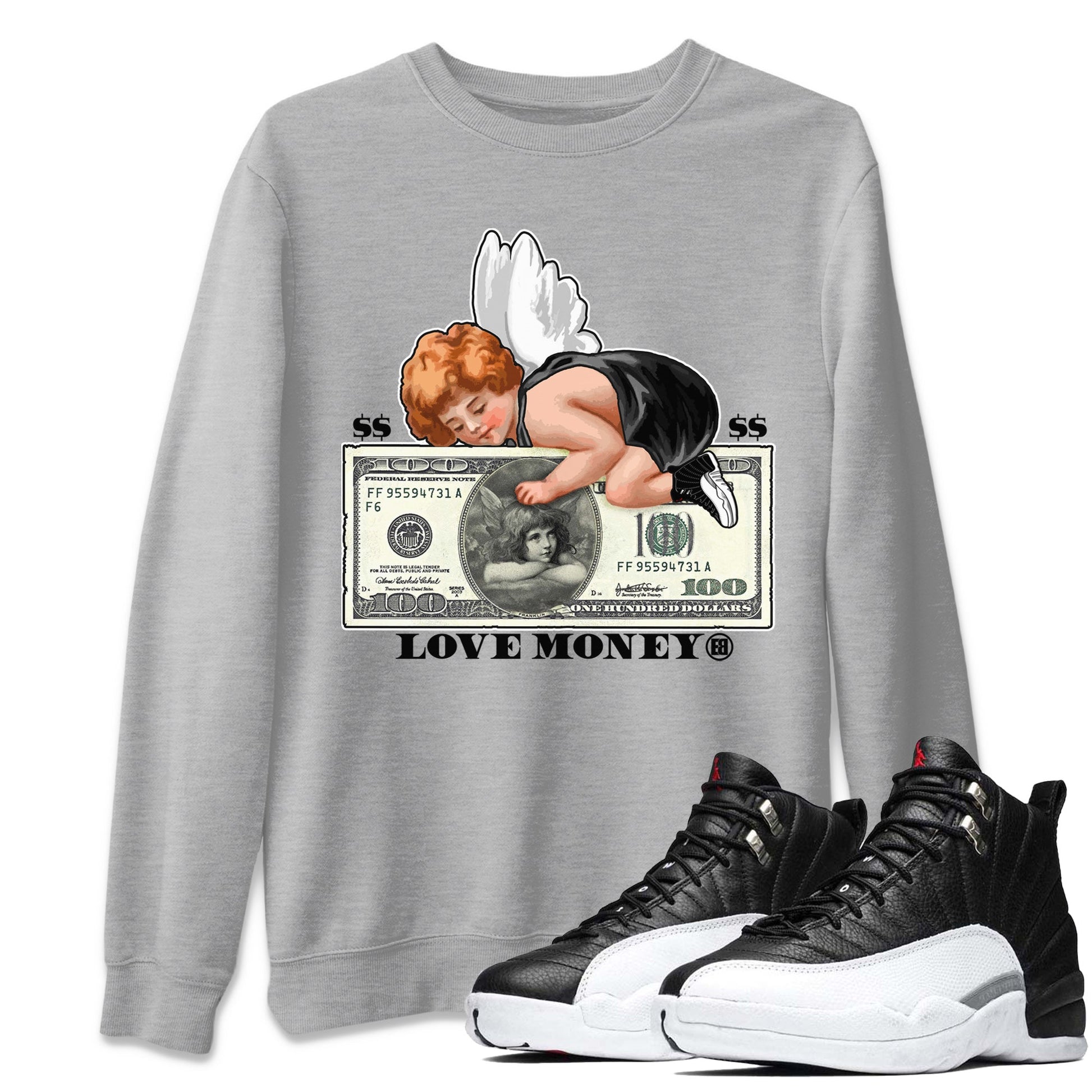 Jordan 12 Playoffs Sneaker Match Tees Love Money Sneaker Tees Jordan 12 Playoffs Sneaker Release Tees Unisex Shirts