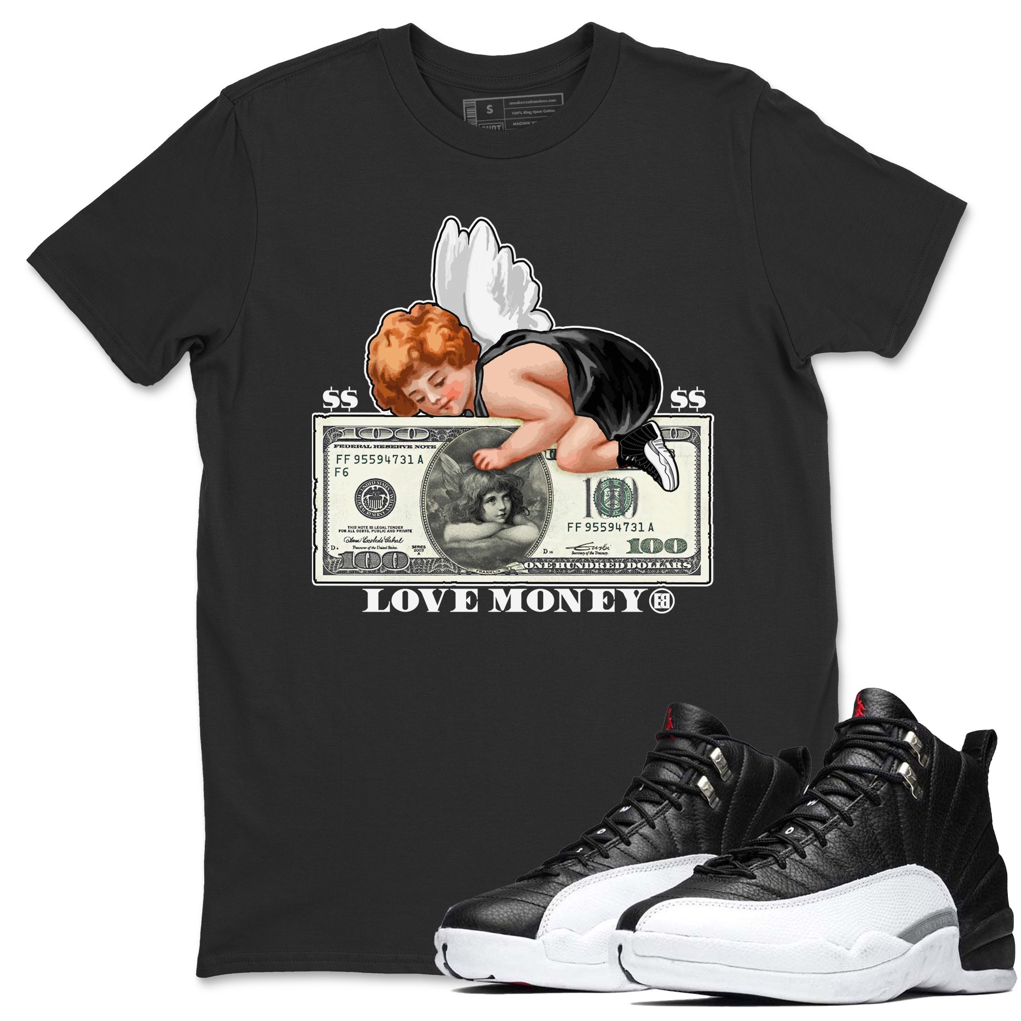 Jordan 12 Playoffs Sneaker Match Tees Love Money Sneaker Tees Jordan 12 Playoffs Sneaker Release Tees Unisex Shirts