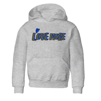 Jordan 1 Game Royal and Varsity Maize Sneaker Match Tees Love More Sneaker Tees Jordan 1 Game Royal and Varsity Maize Sneaker Release Tees Kids Shirts
