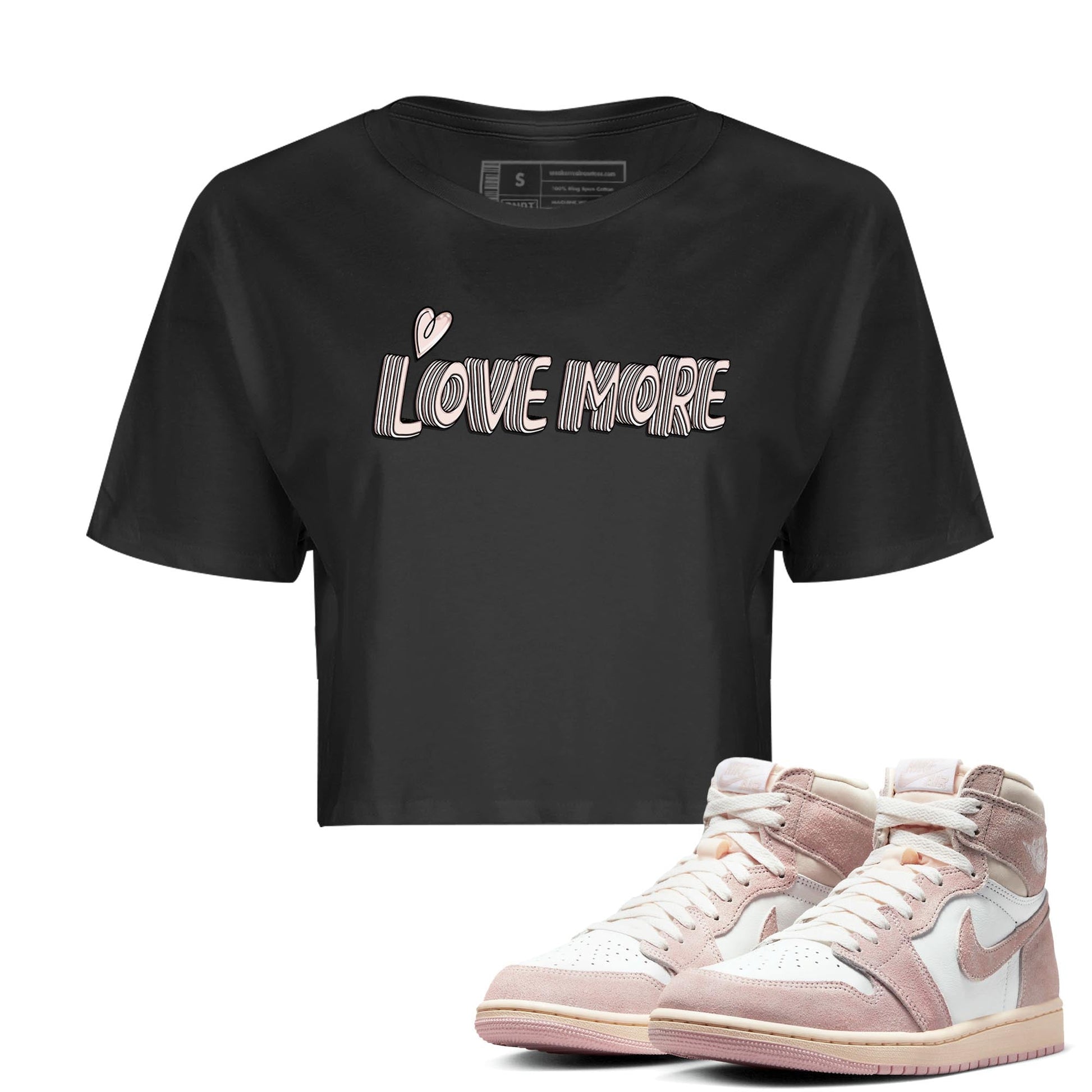 Air Jordan 1 Washed Pink Love More WMNS Cotton Sneaker Hoodie Air Jordan 1 Washed Pink Sneaker Crop Hoodie Size Chart