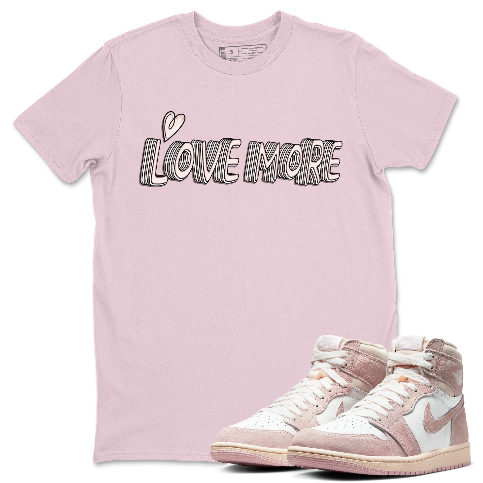 Air Jordan 1 Washed Pink Love More Crew Neck Sneaker Tees AJ1 Washed Pink Sneaker T-Shirts Size Chart