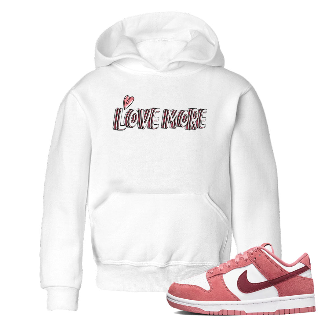 Dunk Valentine's Day shirt to match jordans Love More sneaker tees Dunks Valentine's Day SNRT sneaker release tees baby toddler White 1 cotton Shirt