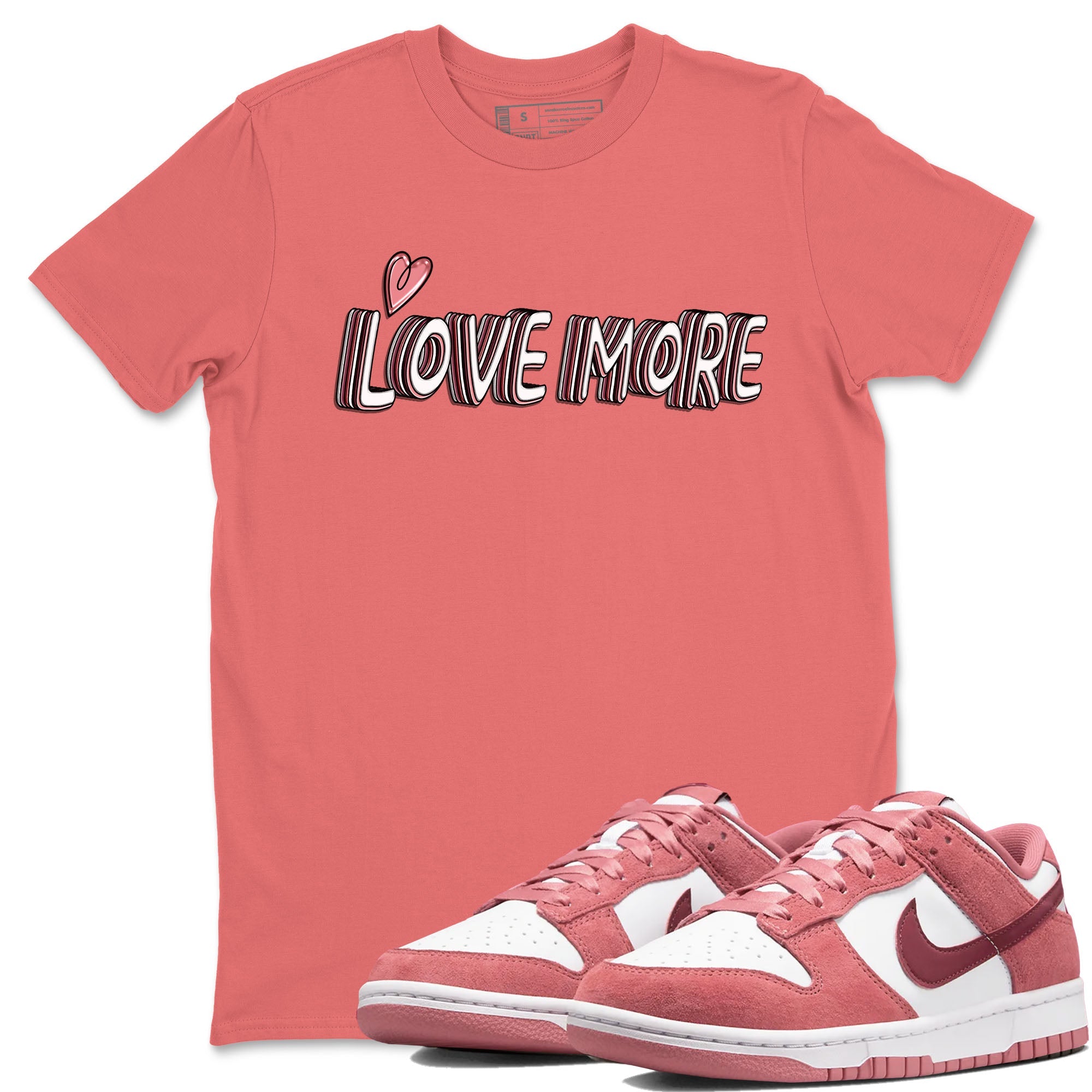 Dunk Valentine's Day shirt to match jordans Love More sneaker tees Dunks Valentine's Day SNRT sneaker Release Tees unisex cotton Coral 1 crew neck shirt