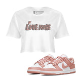 Nike Dunks Low Rose Whisper shirt to match jordans Love More sneaker tees Nike Dunk Rose Whisper SNRT Sneaker Release Tees White 1 Crop T-Shirt