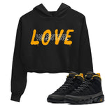 Jordan 9 University Gold Sneaker Match Tees Love Valentine Sneaker Tees Jordan 9 University Gold Sneaker Release Tees Women's Shirts